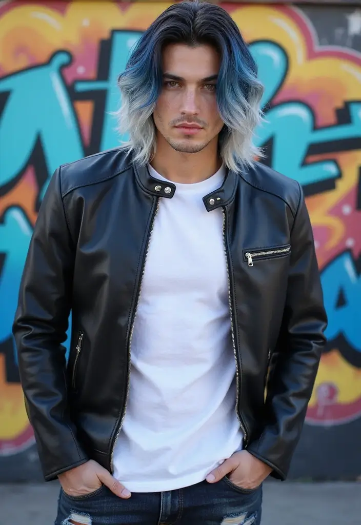 50 Mullet Hairstyles for Men with Straight Hair That Stand Out - 23. Vibrant Ombre Mullet
