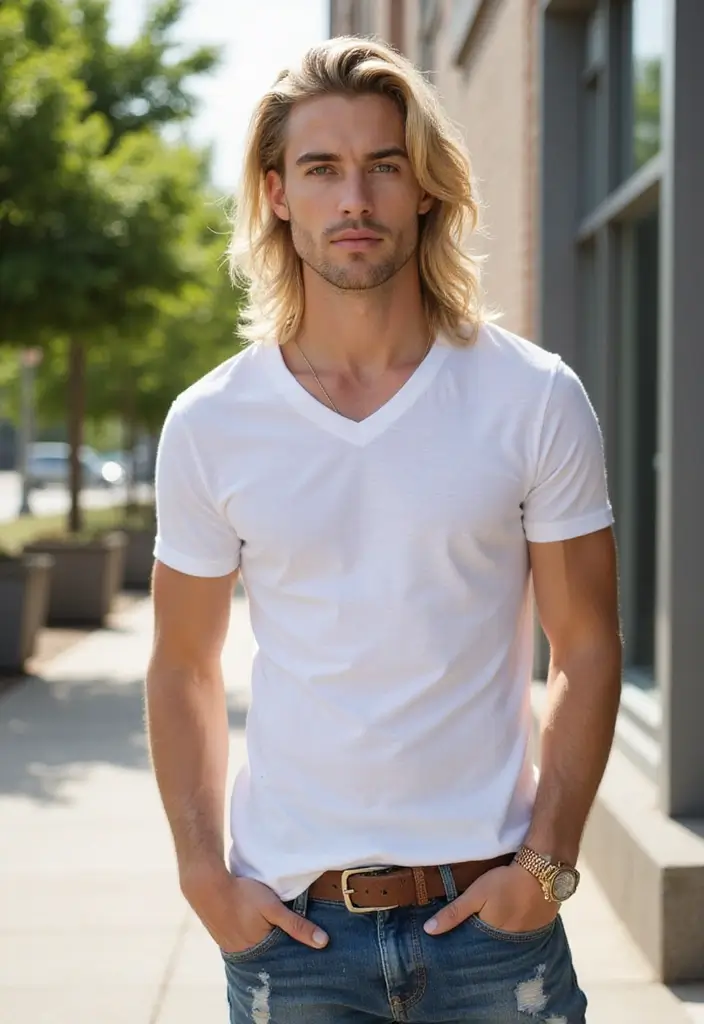 50 Mullet Hairstyles for Men with Straight Hair That Stand Out - 29. Mullet with Long Layers and Highlights