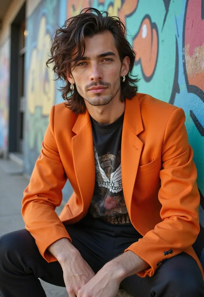 50 Mullet Hairstyles for Men with Straight Hair That Stand Out - 49. Unique Layered Mullet