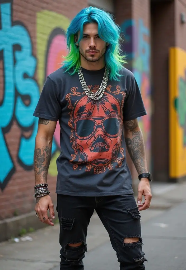 50 Mullet Hairstyles for Men with Straight Hair That Stand Out - 8. Edgy Mullet with Color