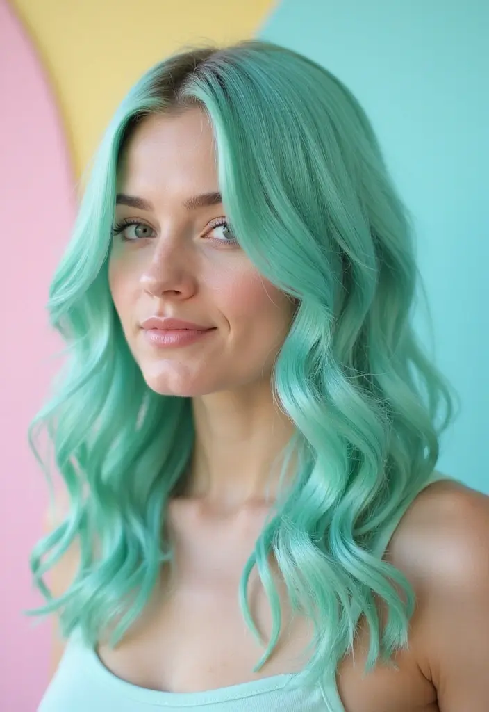 50 Natural Hair Color Ideas for a Fresh Everyday Look 29 50 Natural Hair Color Ideas for a Fresh Everyday Look - 28. Soft Mint Green