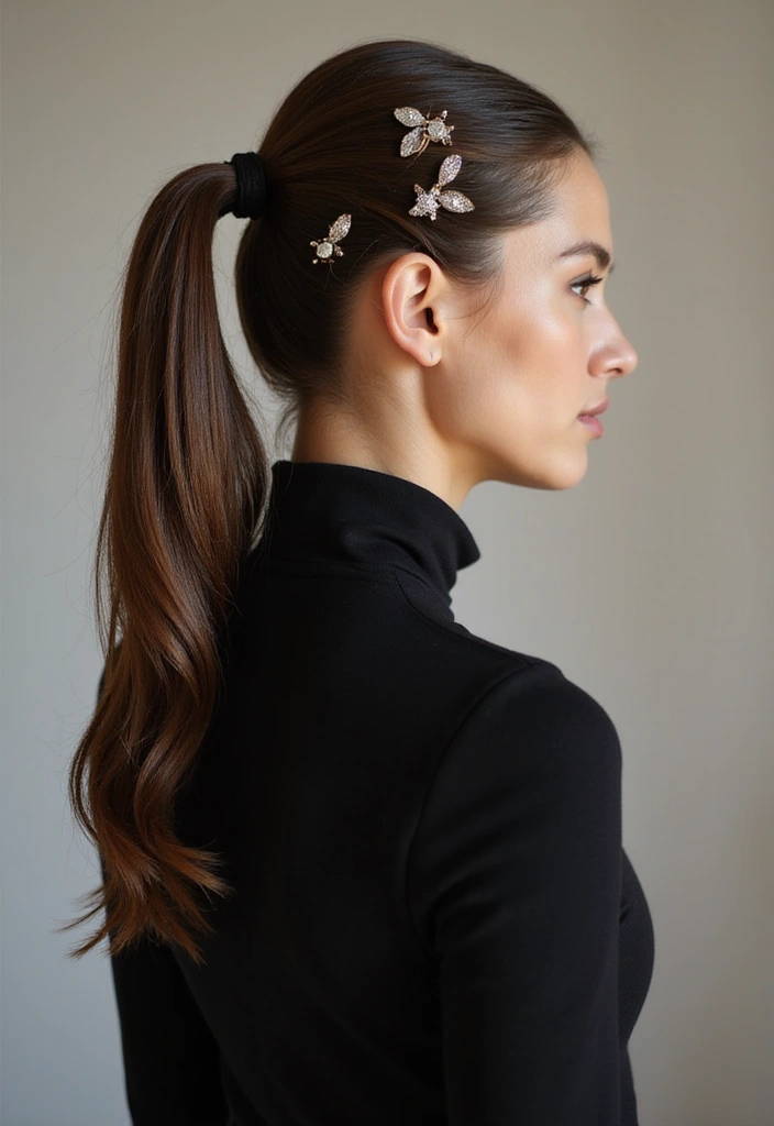 50 Packing Gel Hairstyles with Attachment That Turn Heads 3 50 Packing Gel Hairstyles with Attachment That Turn Heads - 3. Sleek Ponytail with Glitter Clips