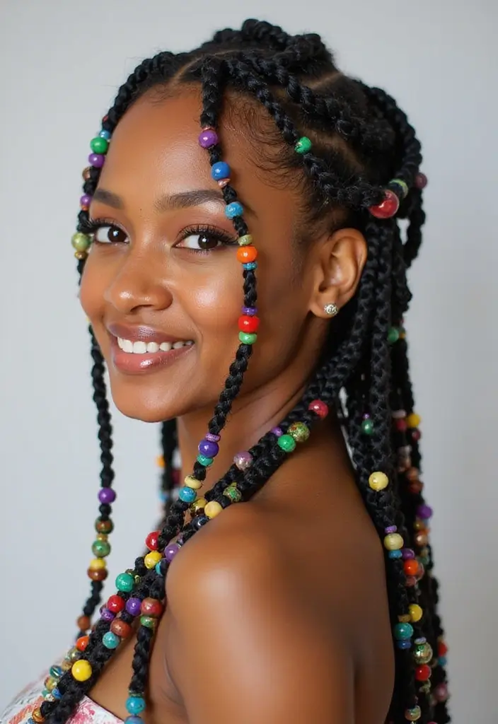 50 Packing Gel Hairstyles with Attachment That Turn Heads 8 50 Packing Gel Hairstyles with Attachment That Turn Heads - 8. Cornrow Braids with Colorful Beads