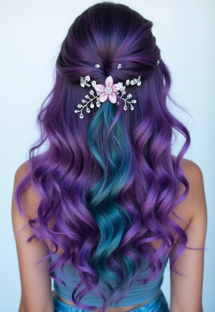 50 Purple Hair Color Ideas That Look Creative and Fun - 18. Purple and Teal Combo