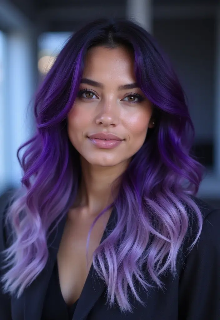 50 Purple Hair Color Ideas That Look Creative and Fun - 26. Dark Purple Ombre