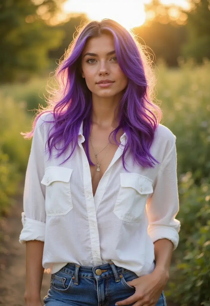 50 Purple Hair Color Ideas That Look Creative and Fun - 29. Purple Dip-Dye
