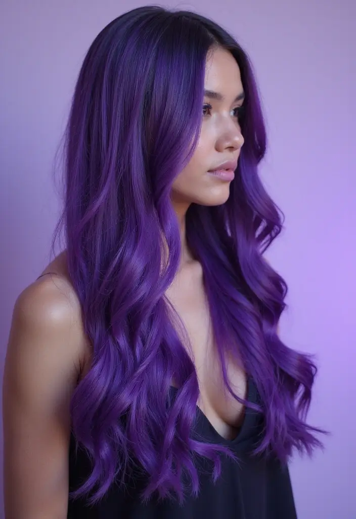 50 Purple Hair Color Ideas That Look Creative and Fun - 3. Deep Purple Fantasy