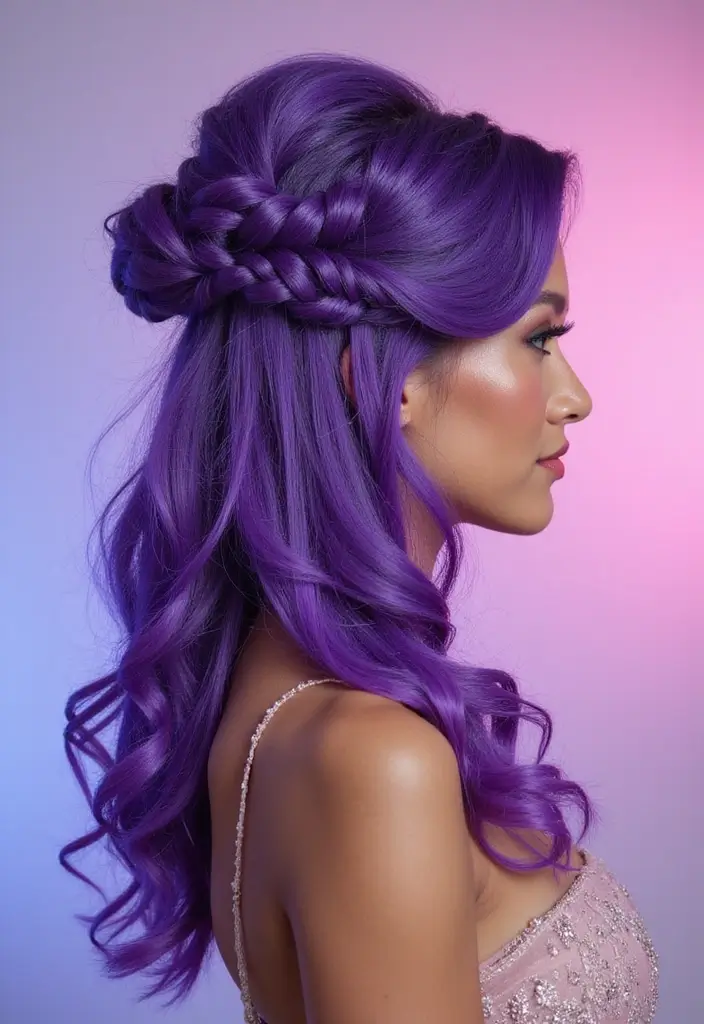 50 Purple Hair Color Ideas That Look Creative and Fun - 33. Purple Bouffant