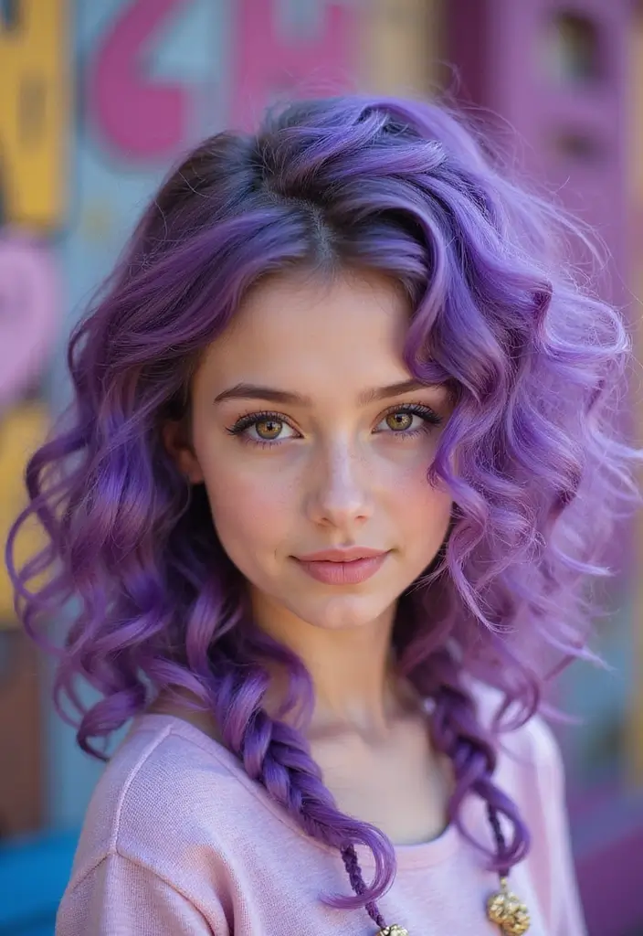 50 Purple Hair Color Ideas That Look Creative and Fun - 37. Mixed Purple Textures