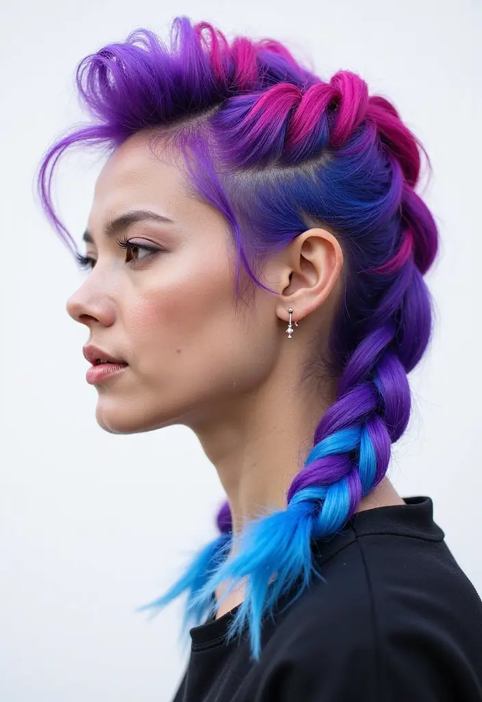 50 Purple Hair Color Ideas That Look Creative and Fun - 38. Color-Blocked Purple