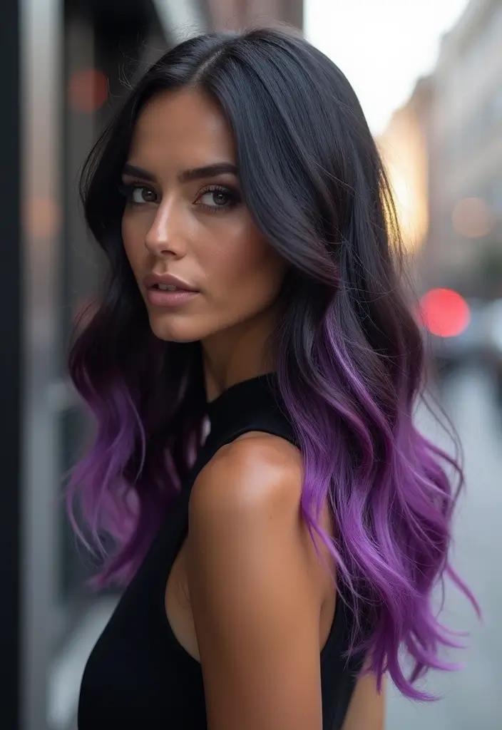 50 Purple Hair Color Ideas That Look Creative and Fun - 44. Purple and Charcoal Ombre