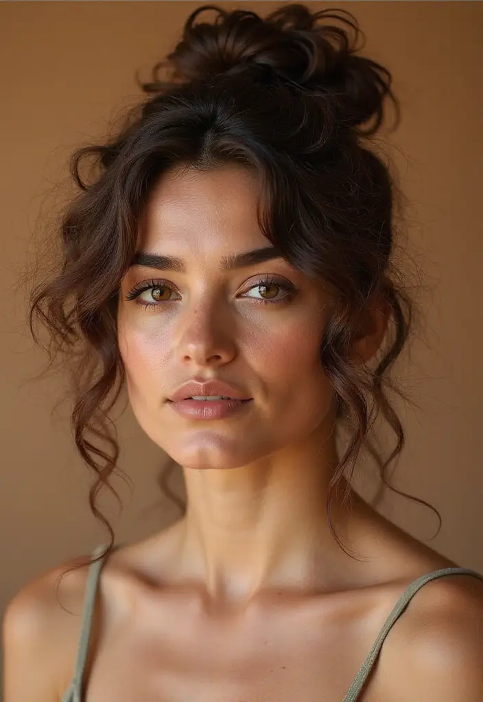 50 Short Curly Hair Hairstyles That Look Adorable 32 50 Short Curly Hair Hairstyles That Look Adorable - 31. Curly Messy Bun