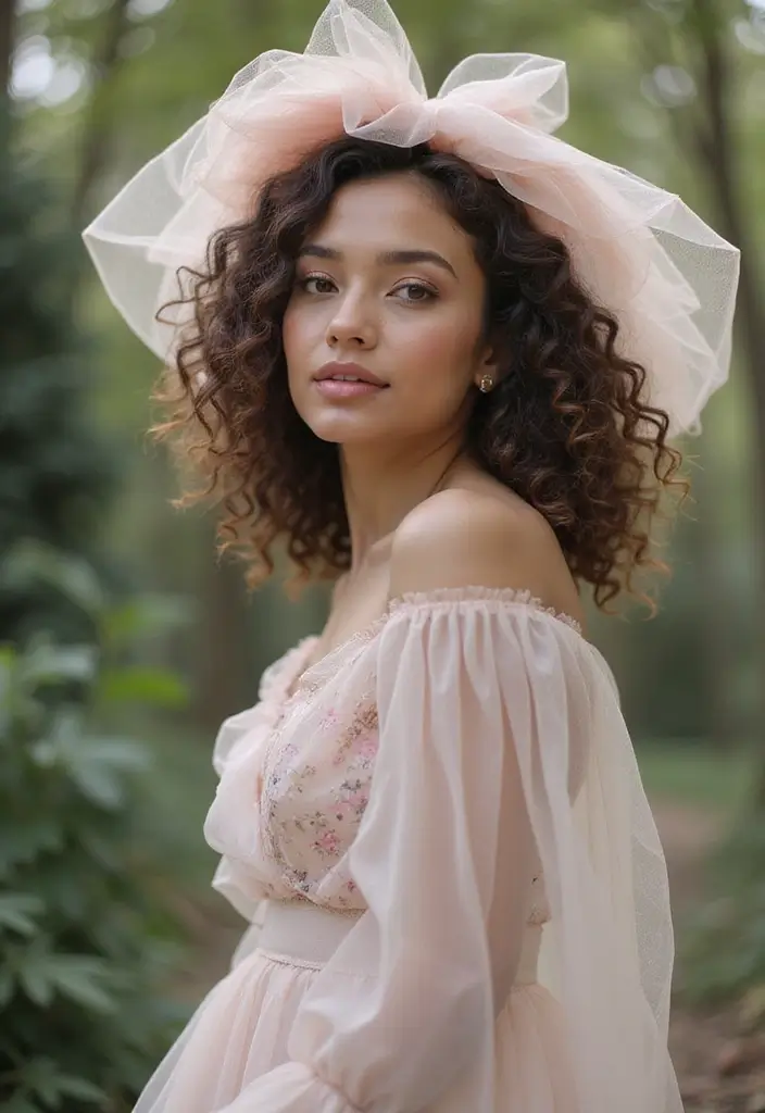 50 Short Curly Hair Hairstyles That Look Adorable 49 50 Short Curly Hair Hairstyles That Look Adorable - 48. Curly Hair with Tulle