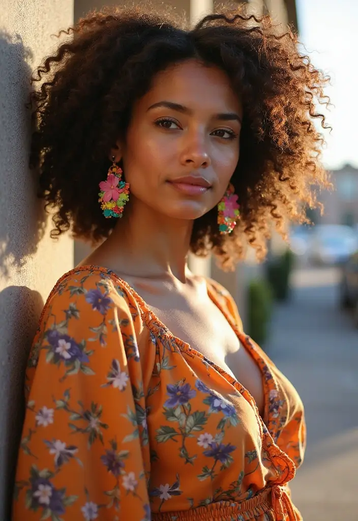 50 Short Curly Hair Hairstyles That Look Adorable 50 50 Short Curly Hair Hairstyles That Look Adorable - 49. Curly Hair with Statement Earrings