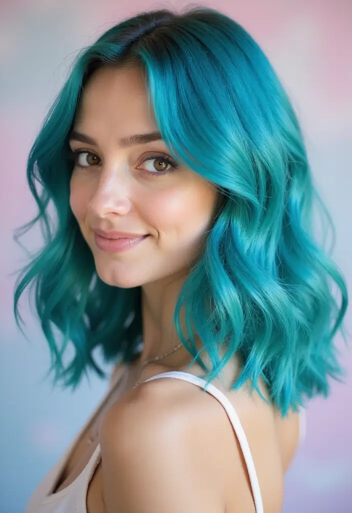 50 Short Hair Color Ideas That Instantly Upgrade Your Look - 14. Bright Teal Lob