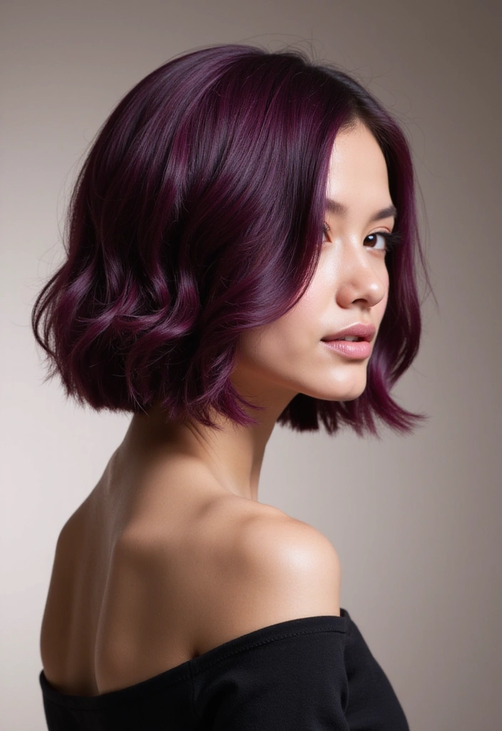 50 Short Hair Color Ideas That Instantly Upgrade Your Look - 16. Deep Plum Bob