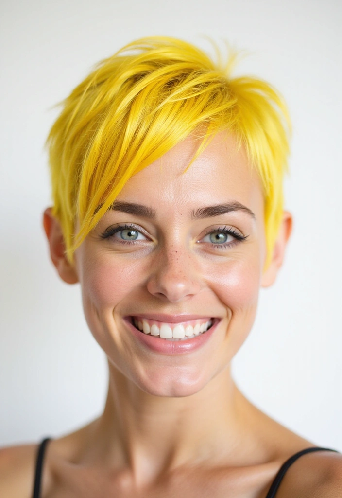 50 Short Hair Color Ideas That Instantly Upgrade Your Look - 22. Bright Yellow Pixie