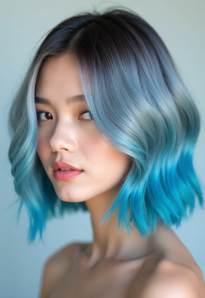 50 Short Hair Color Ideas That Instantly Upgrade Your Look - 28. Silver-Blue Ombre Bob