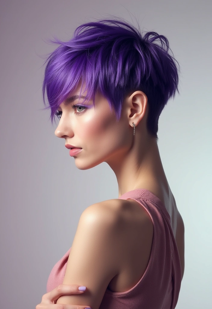 50 Short Hair Color Ideas That Instantly Upgrade Your Look - 29. Bright Violet Pixie
