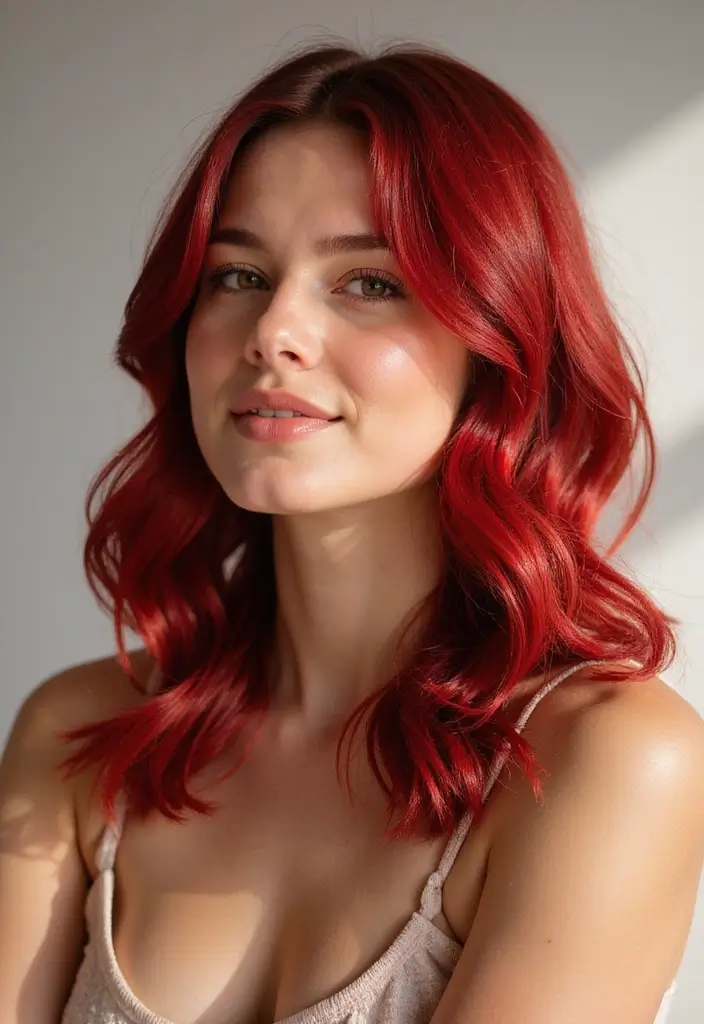 50 Short Hair Color Ideas That Instantly Upgrade Your Look - 36. Ruby Red Lob