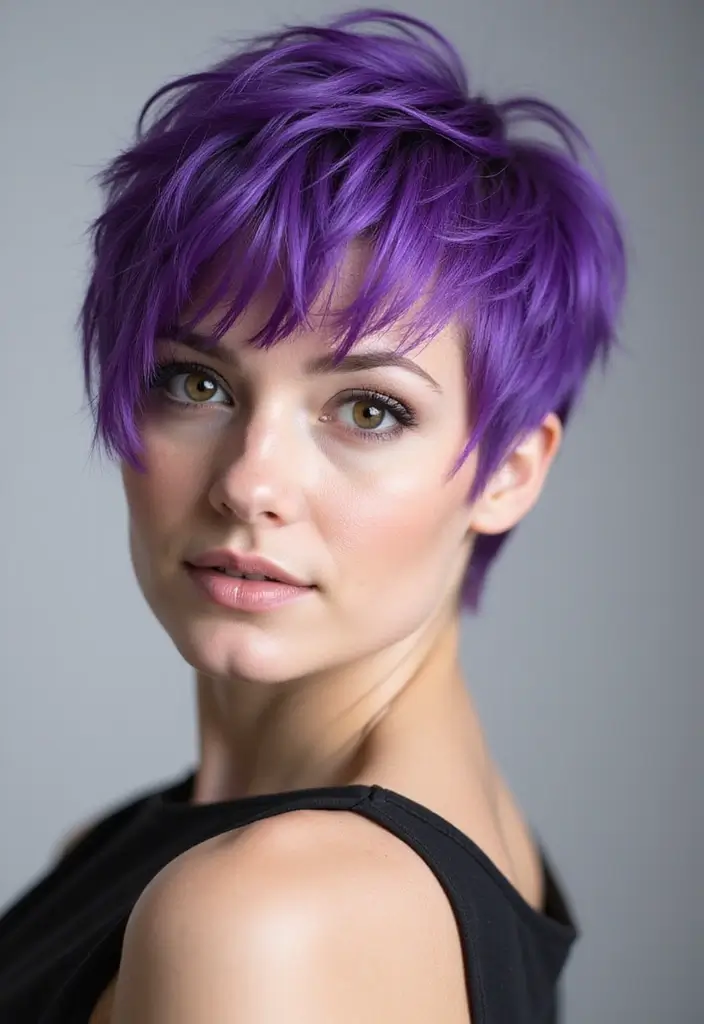 50 Short Hair Color Ideas That Instantly Upgrade Your Look - 43. Electric Purple Pixie