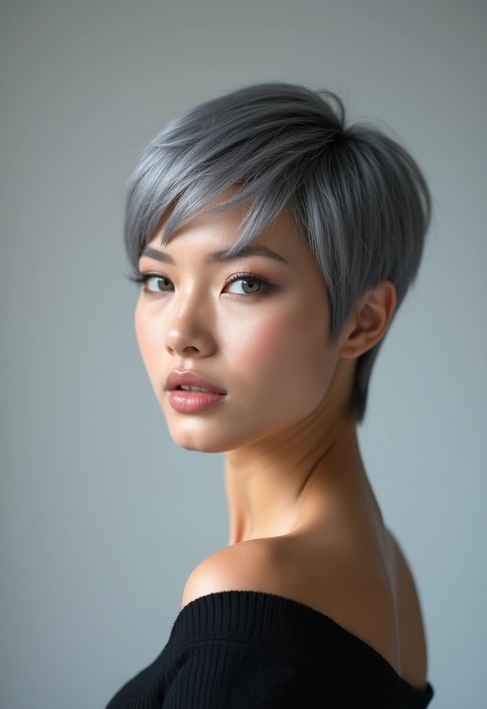 50 Short Hair Color Ideas That Instantly Upgrade Your Look - 45. Mystic Gray Pixie