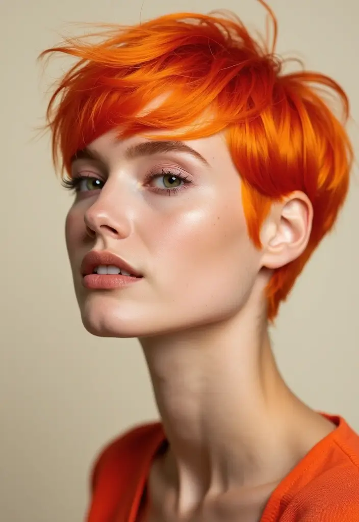 50 Short Hair Color Ideas That Instantly Upgrade Your Look - 50. Bright Orange Pixie