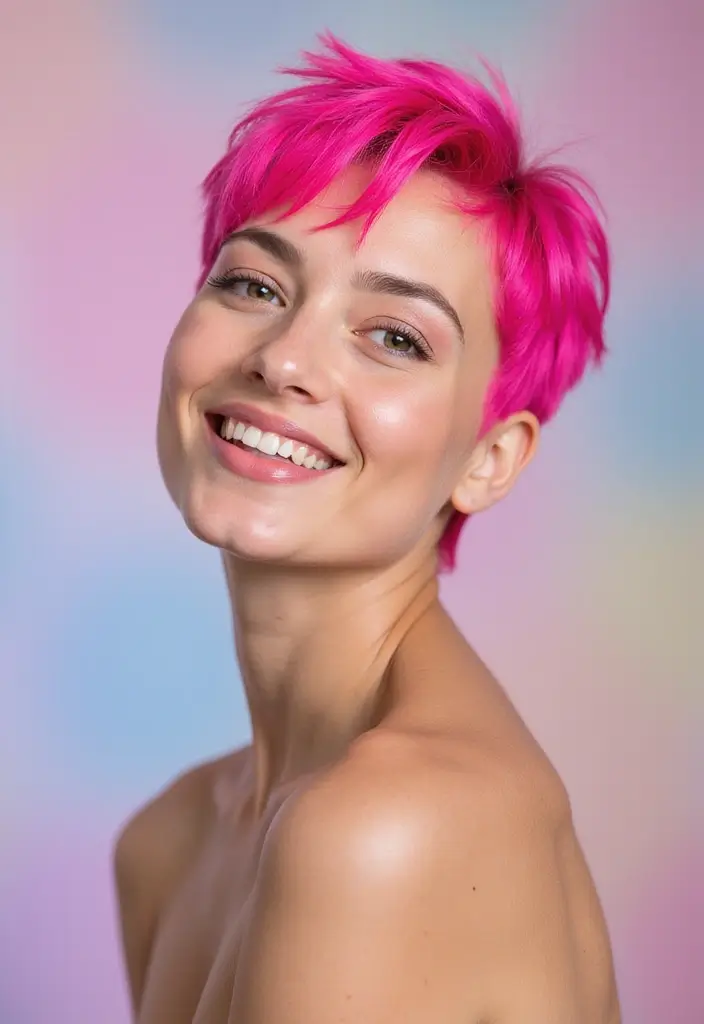 50 Short Hair Color Ideas That Instantly Upgrade Your Look - 9. Bright Pink Pixie Cut