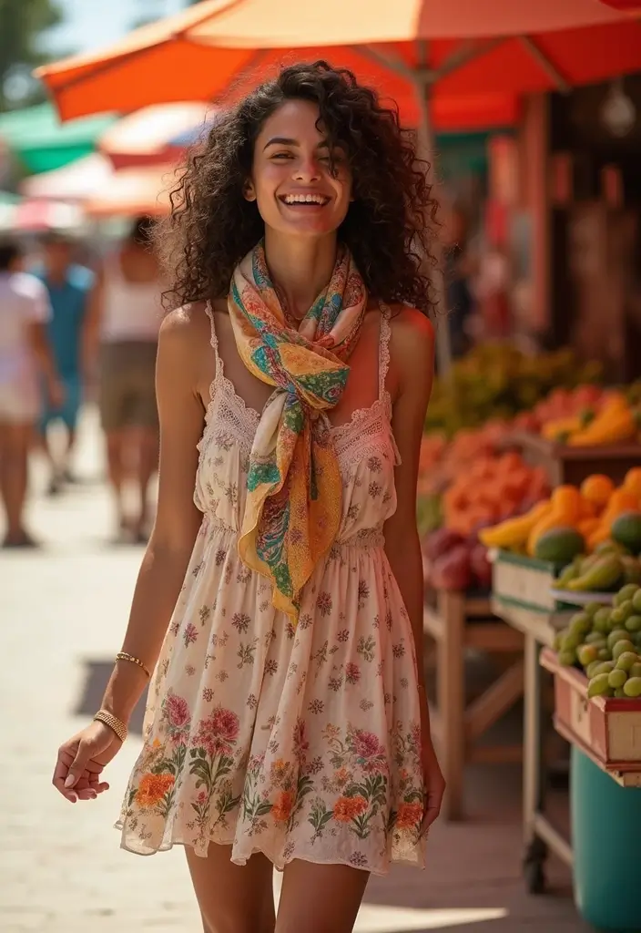 50 Shoulder Length Hairstyles for Women That Always Work - 38. Curly Hair with a Scarf