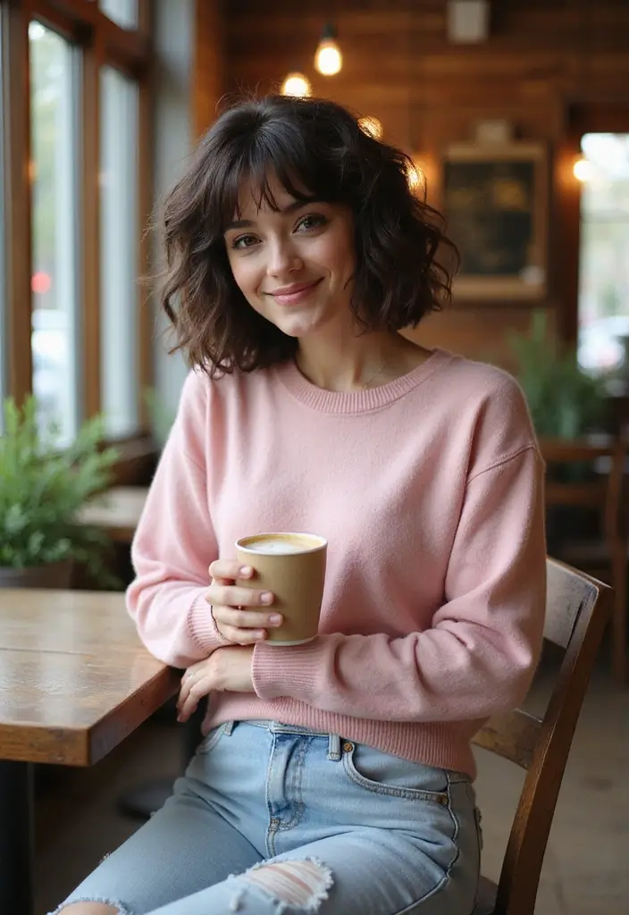 50 Shoulder Length Hairstyles for Women That Always Work - 4. Curly Bob with Bangs