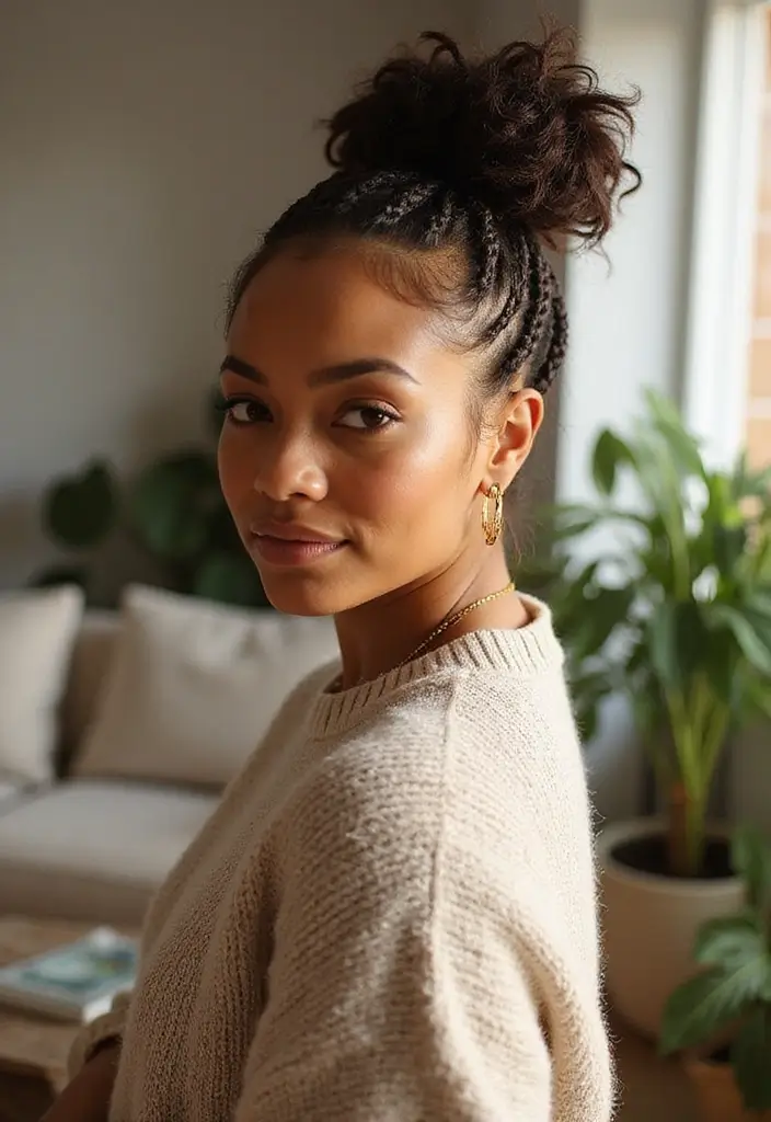 50 Simple Hairstyles for Short Hair That Take Minutes - 3. Messy Bun with Braids