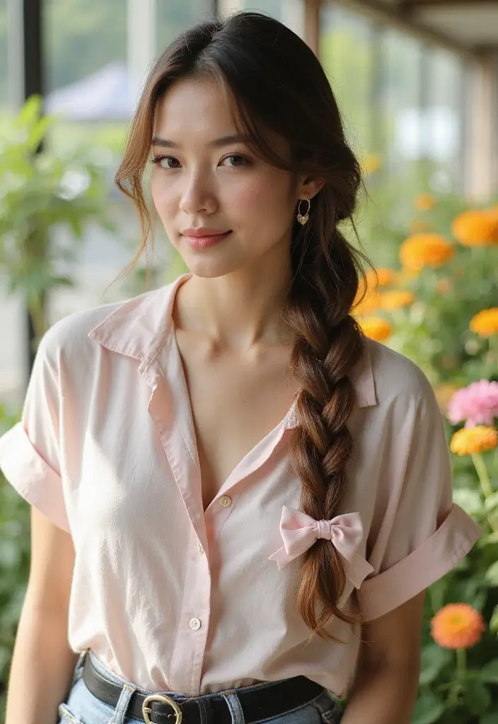 50 Simple Hairstyles for Short Hair That Take Minutes - 43. Quick Braid with a Bow