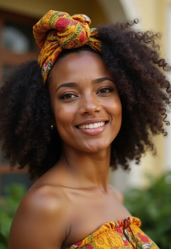 50 Stunning Hairstyles for Black Hair You’ll Want to Try - 44. Natural Tresses with Headwrap