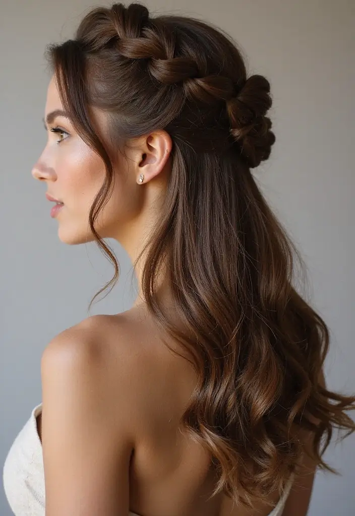 50 Stylish Hairstyles for Shoulder Length Hair You’ll Love - 12. Twisted Half-Up Do