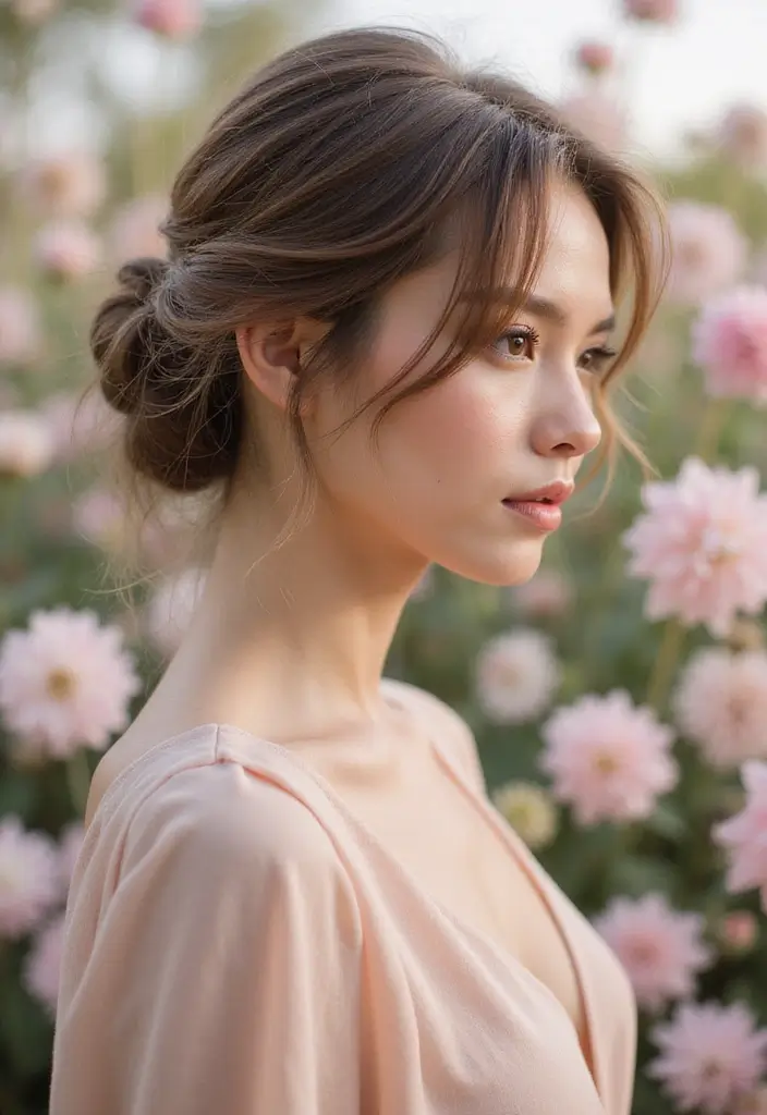 50 Stylish Hairstyles for Shoulder Length Hair You’ll Love - 13. Soft Romantic Updo