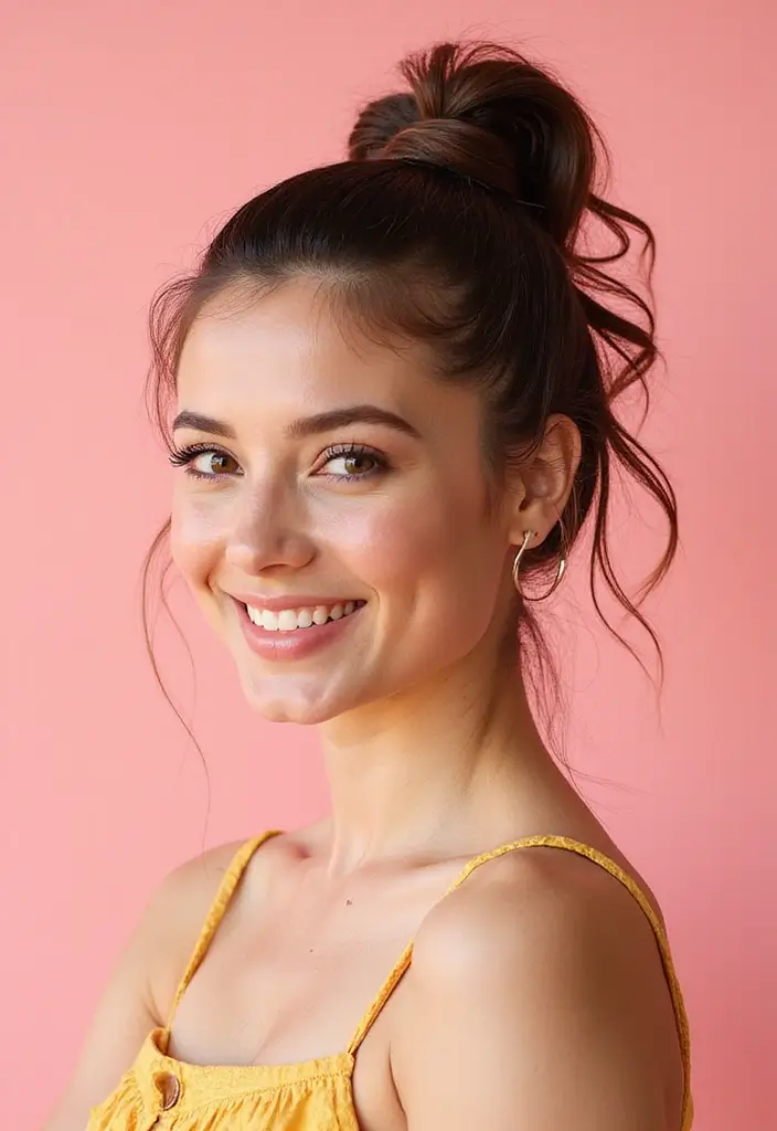 50 Stylish Hairstyles for Shoulder Length Hair You’ll Love - 14. Puffed High Ponytail