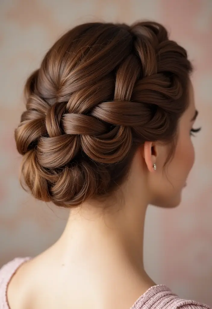 50 Stylish Hairstyles for Shoulder Length Hair You’ll Love - 17. Dutch Braid Updo