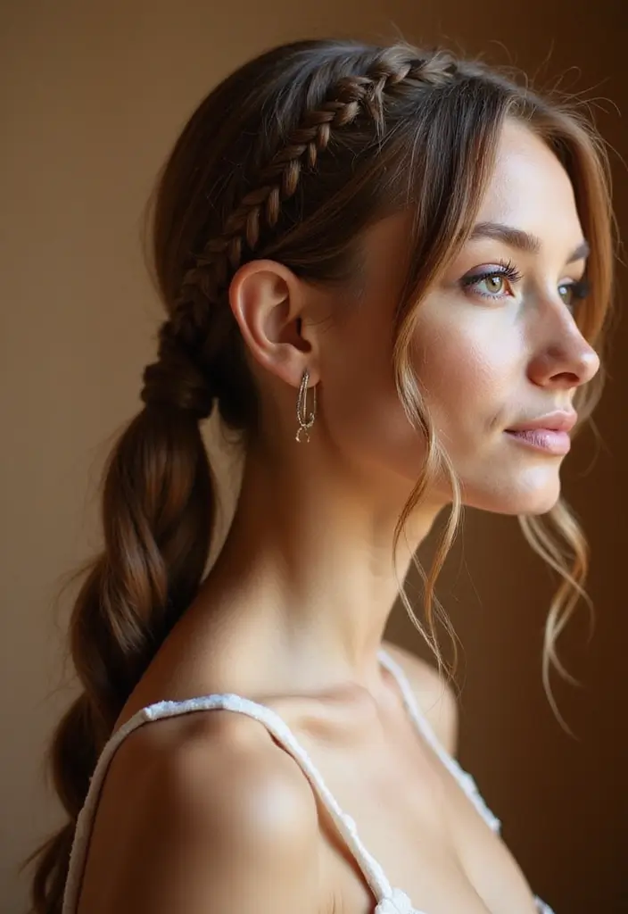 50 Stylish Hairstyles for Shoulder Length Hair You’ll Love - 26. Twisted Braid Ponytail