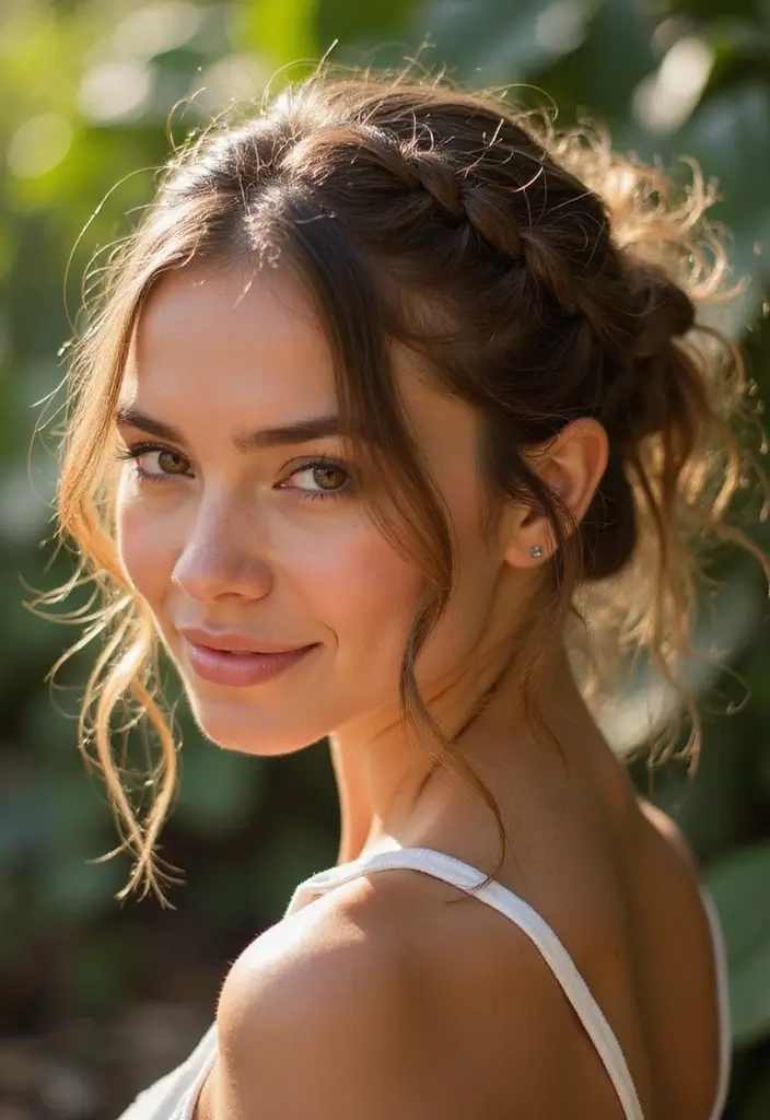 50 Stylish Hairstyles for Shoulder Length Hair You’ll Love - 31. Messy Braided Updo