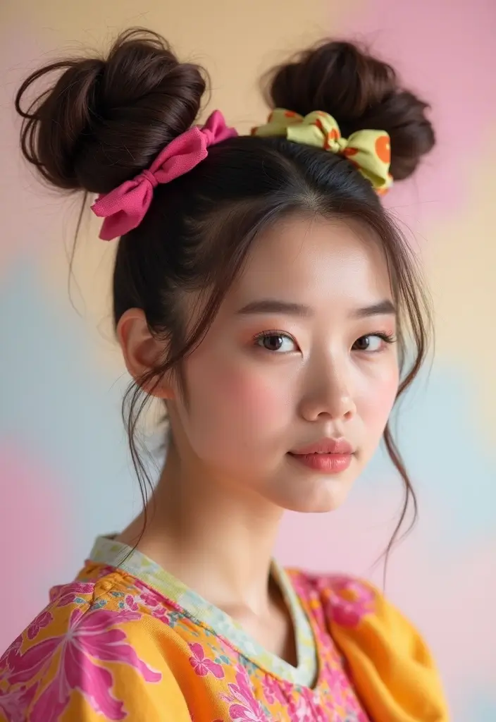 50 Stylish Hairstyles for Shoulder Length Hair You’ll Love - 36. Creative Space Buns