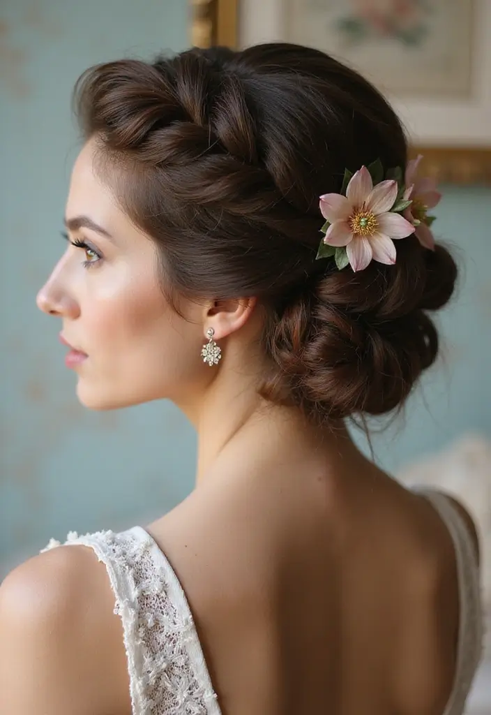 50 Stylish Hairstyles for Shoulder Length Hair You’ll Love - 38. Vintage Braided Updo