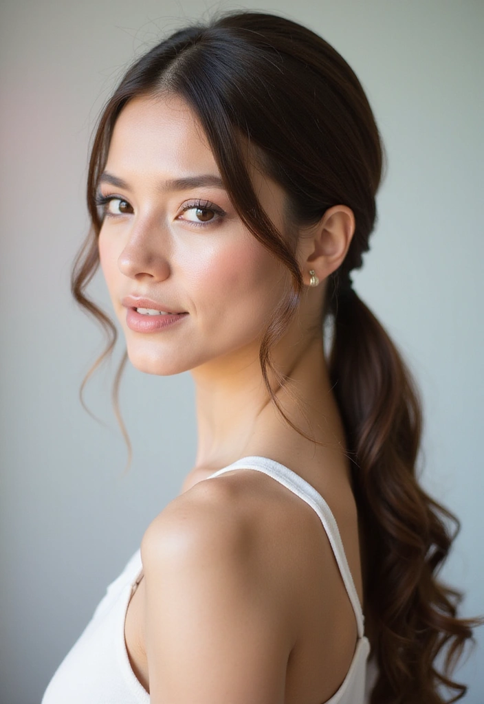 50 Stylish Hairstyles for Shoulder Length Hair You’ll Love - 4. Sleek Low Ponytail