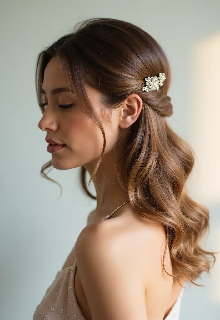 50 Stylish Hairstyles for Shoulder Length Hair You’ll Love - 5. Half-Up, Half-Down Twist