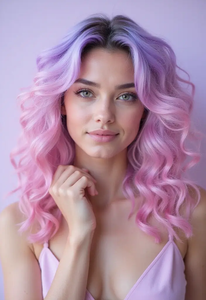 50 Trendy Two-Tone Hair Color Ideas for a Fresh Vibe 1 50 Trendy Two-Tone Hair Color Ideas for Curly Hair Types - 1. Pastel Pink and Lavender Curls