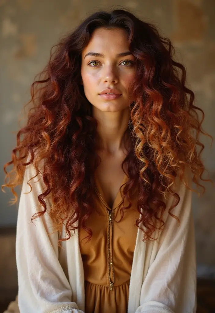 50 Trendy Two-Tone Hair Color Ideas for a Fresh Vibe 12 50 Trendy Two-Tone Hair Color Ideas for Curly Hair Types - 12. Burgundy and Honey Blonde