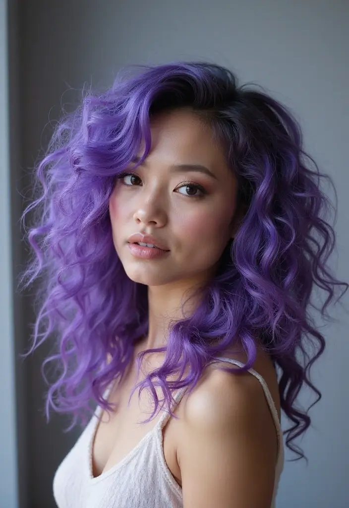 50 Trendy Two-Tone Hair Color Ideas for a Fresh Vibe 14 50 Trendy Two-Tone Hair Color Ideas for Curly Hair Types - 14. Violet and Indigo