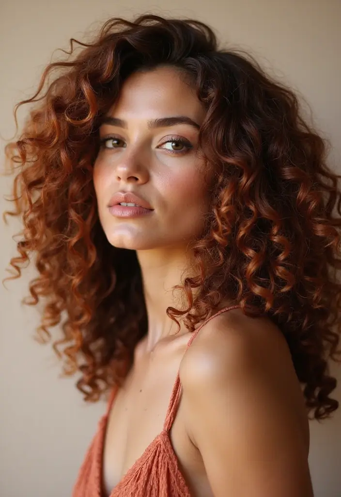 50 Trendy Two-Tone Hair Color Ideas for a Fresh Vibe 21 50 Trendy Two-Tone Hair Color Ideas for Curly Hair Types - 20. Copper and Dark Brown