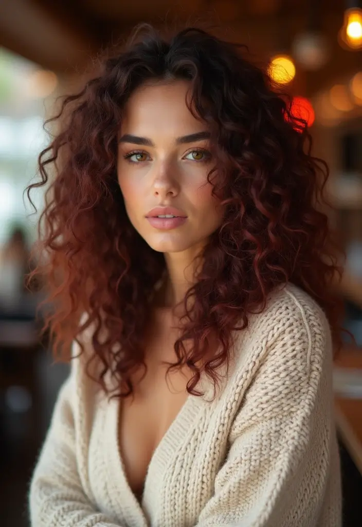 50 Trendy Two-Tone Hair Color Ideas for a Fresh Vibe 27 50 Trendy Two-Tone Hair Color Ideas for Curly Hair Types - 26. Mulled Wine and Dark Chestnut