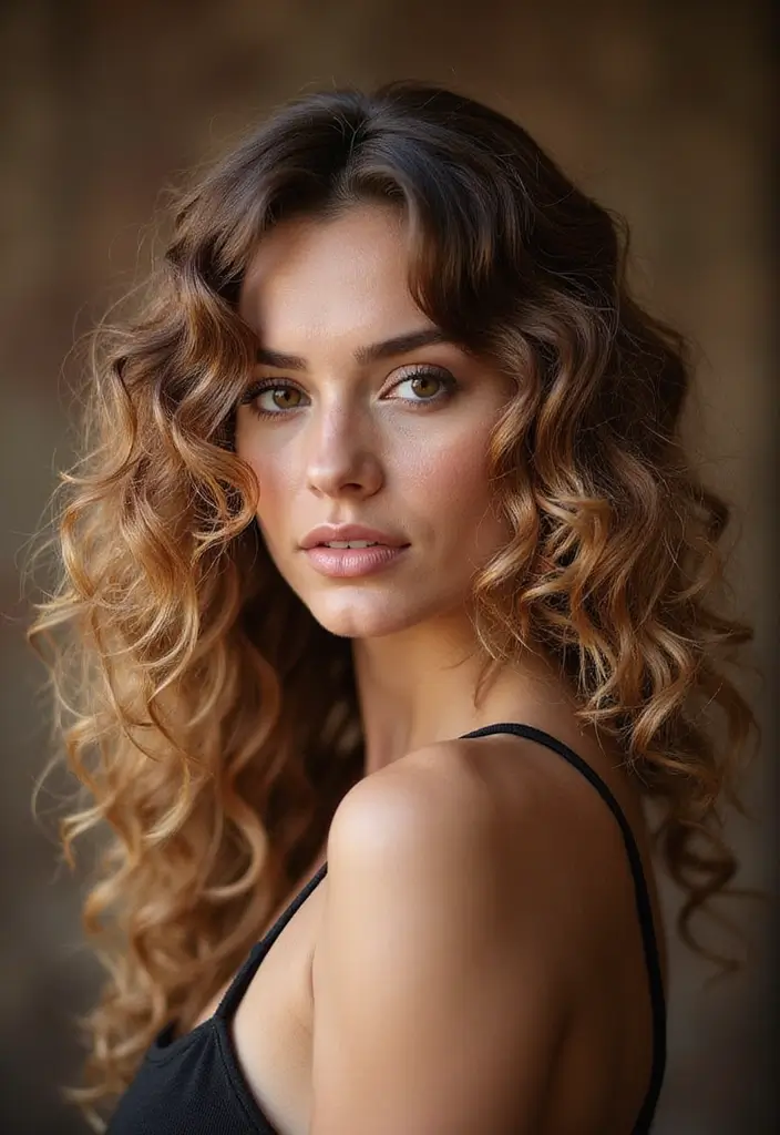 50 Trendy Two-Tone Hair Color Ideas for a Fresh Vibe 3 50 Trendy Two-Tone Hair Color Ideas for Curly Hair Types - 3. Honey Blonde and Chocolate Brown