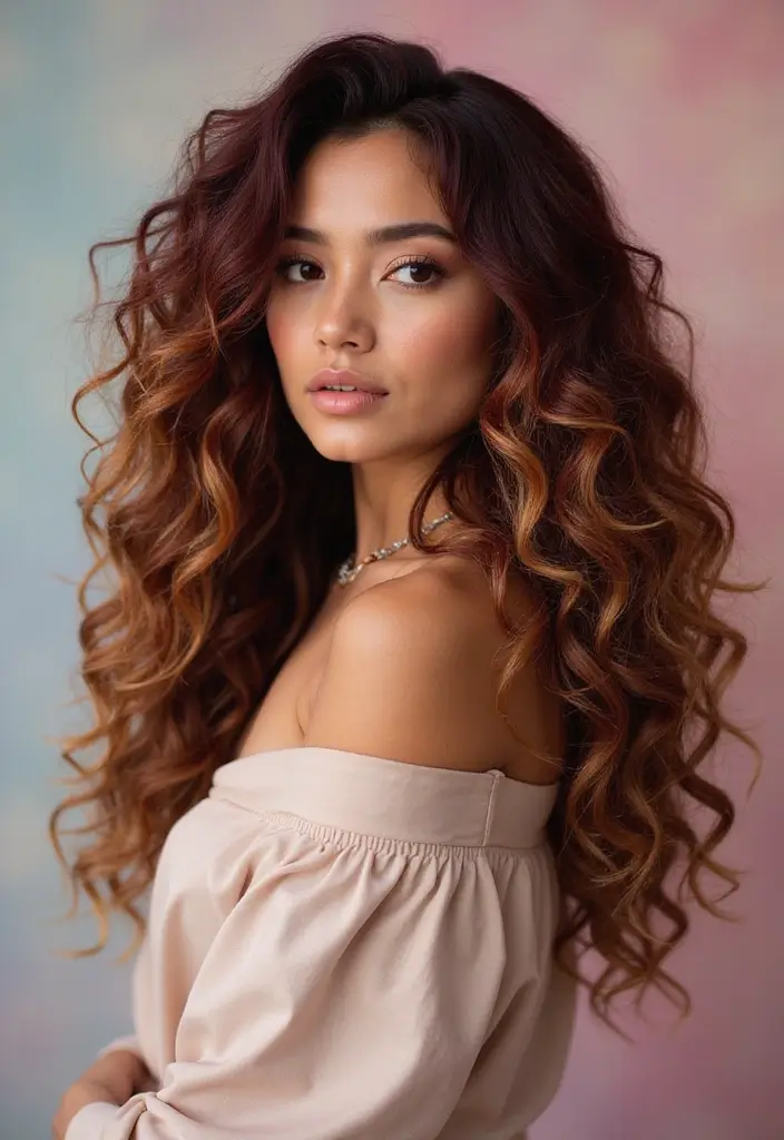 50 Trendy Two-Tone Hair Color Ideas for a Fresh Vibe 33 50 Trendy Two-Tone Hair Color Ideas for Curly Hair Types - 32. Burgundy and Gold